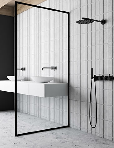 NRA Tiling - Experienced Bathroom Tilers - white and grey small wall and larger floor tiles in bathroom